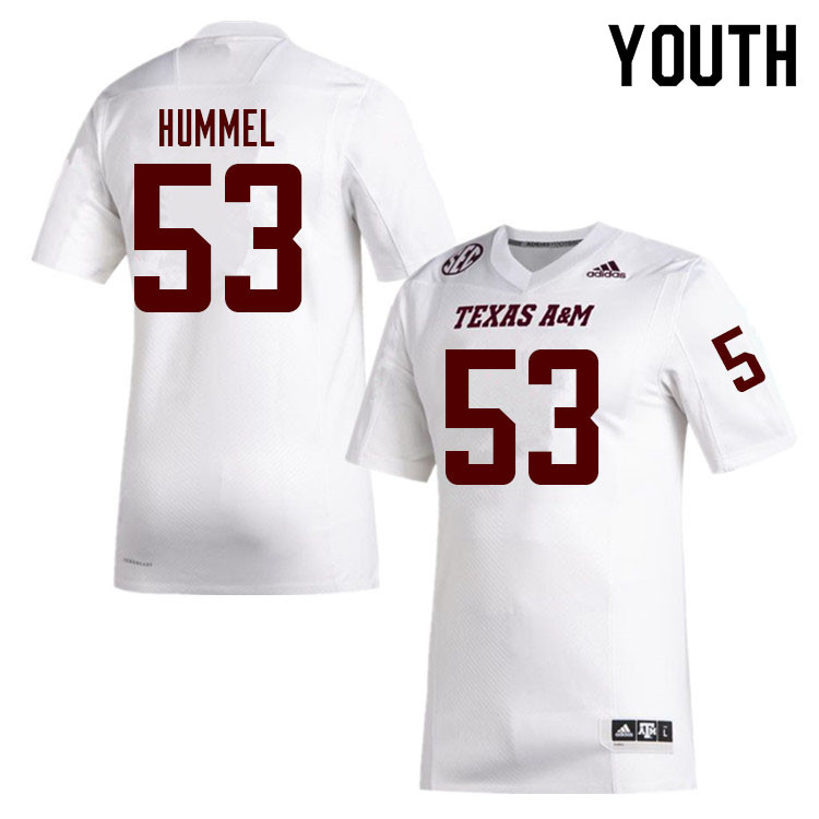 Youth #53 Houston Hummel Texas A&M Aggies College Football Jerseys Sale-White - Click Image to Close